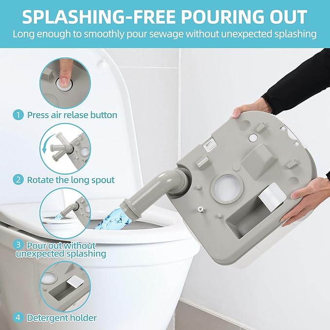 YITAMOTOR Portable Toilet Camping Porta Potty with Paper Collection 6.34 Gallon, Indoor Outdoor RV Toilet with Handle Pump, Leak-Proof OutdoorToilet for RV Travel, Boat, Trips, White