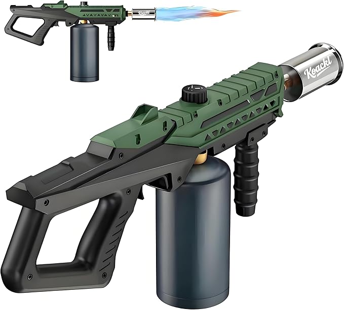 Propane Torch Gun | Adjustable Flame Thrower Gun | Gas Welding Kits Cooking Torch for BBQ, Searing Steak, Welding, Campfire & Charcoal (Propane Tank Not Included)