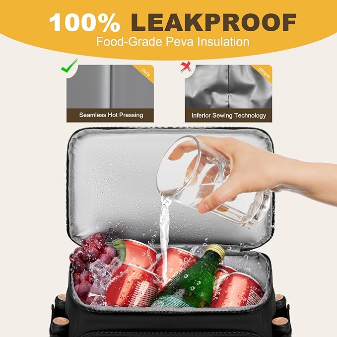 Cooler Backpack - 40 Cans Insulated Backpack Cooler for Men & Women, Portable 2 Leak Proof Compartments Coolers Bag for Beach Travel Picnic Lunch Hiking BBQ Camping - MIYCOO