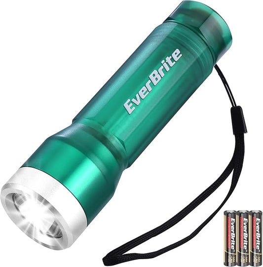 EverBrite Mini Flashlight, LED Flash Light with 3 Modes, 3 AAA Batteries Included, Water-Resistant Small Flashlight for Emergencies and Camping, Green, 1 Pack