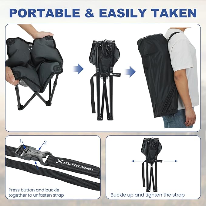 Padded Camping Stool, 18 Inch Oversized Camping Foot Rest, 500lb Camping Chairs Outdoor Footstool Portable Camping Ottoman for Camping Gardening Fishing w/Storage Net Carry Bag(1, DarkGreen)