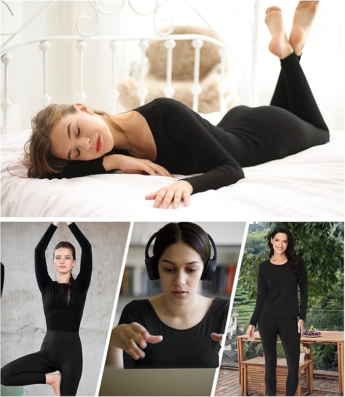Women 's Thermal Underwear Set with Lightweight Ultra Soft Fleece Lined,Long John Set, Skiing Base Layer