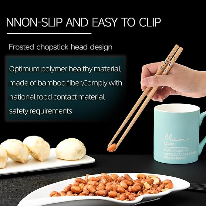 200 Pairs Bamboo Chopsticks - Reusable, Wooden, Disposable, Dishwasher Safe Bulk, 9.4 Inches with Chinese & Japanese Styles,Panda