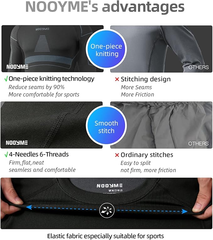 NOOYME Thermal Underwear Long Johns for Men - Long Underwear Base Layer for Cold Weather