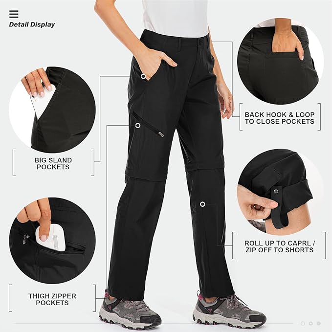Women's Hiking Pants Convertible Zip Off Lightweight Quick Dry Outdoor Travel Camping Safari fising Pants