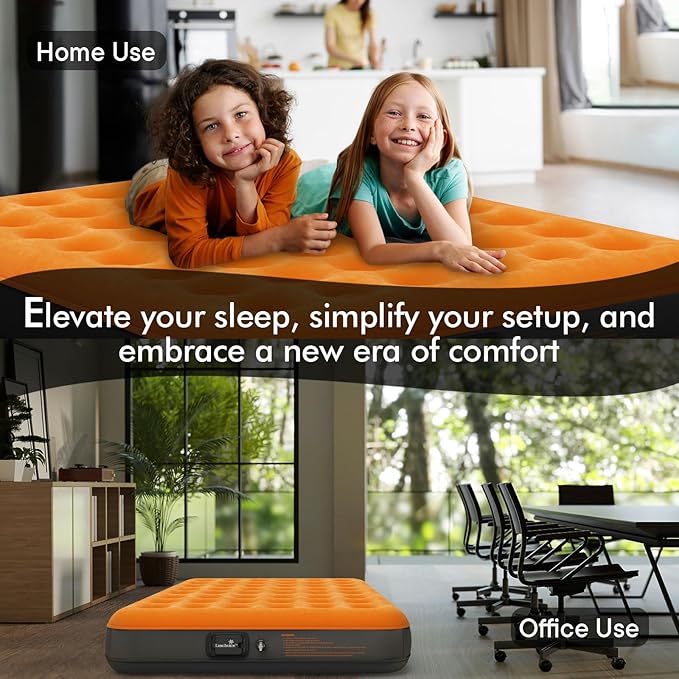 Air Mattress with Built-in USB Rechargeable Pump Camping Inflatable Mattress Portable Blow up Mattress Air Bed Guest Bed for Home Outdoors Hiking Travel