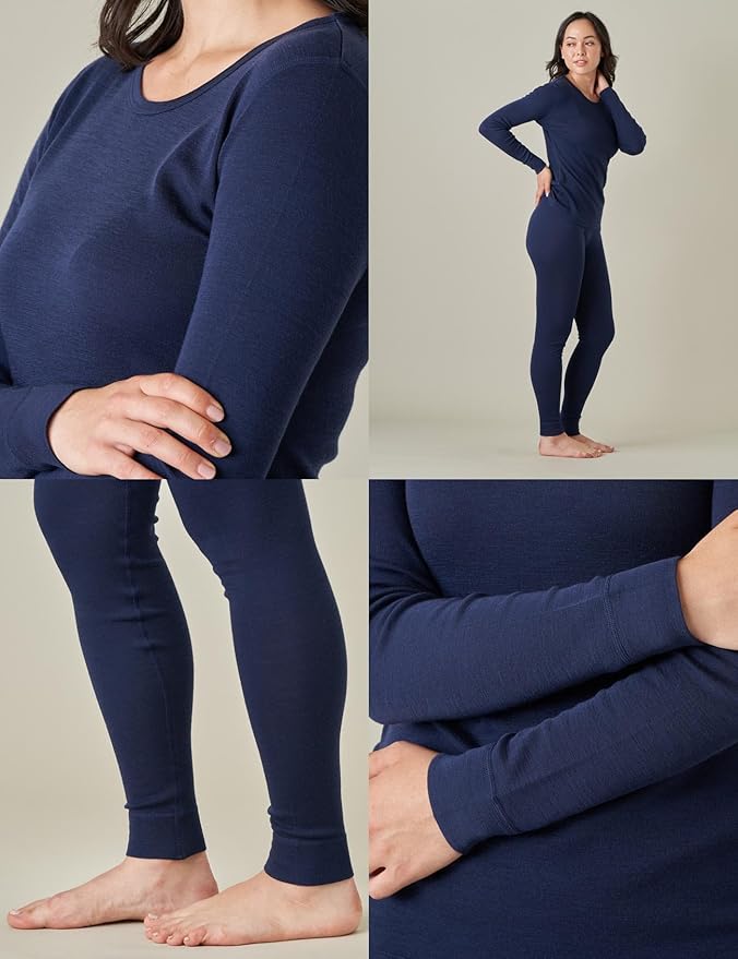 LAPASA Womens 100% Merino Wool Base Layer Set Lightweight & Midweight Thermal Underwear Long John Top & Bottom Warm L58/L91