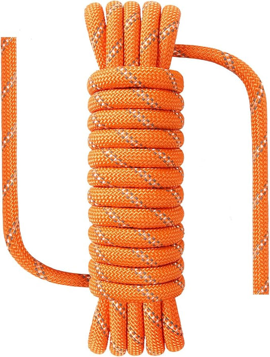 1/2 in x 16 ft Boat Marine Rope for Canyoneering, Floating, Fishing, Rafting, Camping, Hiking, Hunting, Anchor, Arborist Tree, Rafting, Rescue, Knotting Practice Nylon/Polyester Orange