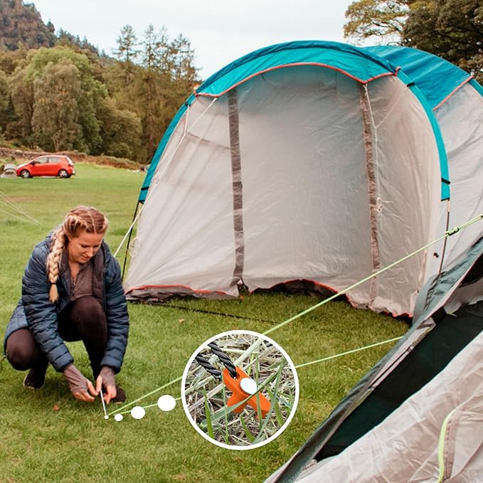 Tent Stakes, 10PCS Heavy Metal Tent Pegs, Professional Camping Tools for Outdoor Trips, Suitable for Strong Winds and Various Ground Tent Pegs, Designed for Camping (10, Red)