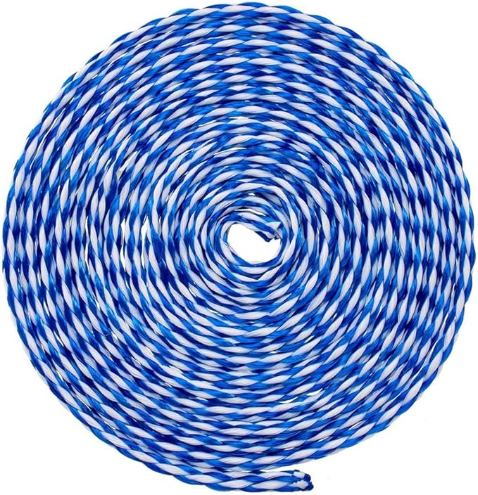 Hollow Braid Polypropylene Rope (1/4 Inch, 50 Feet, Blue and White) - Barrier Rope - Trail Marking, Crowd Control, Golf Courses