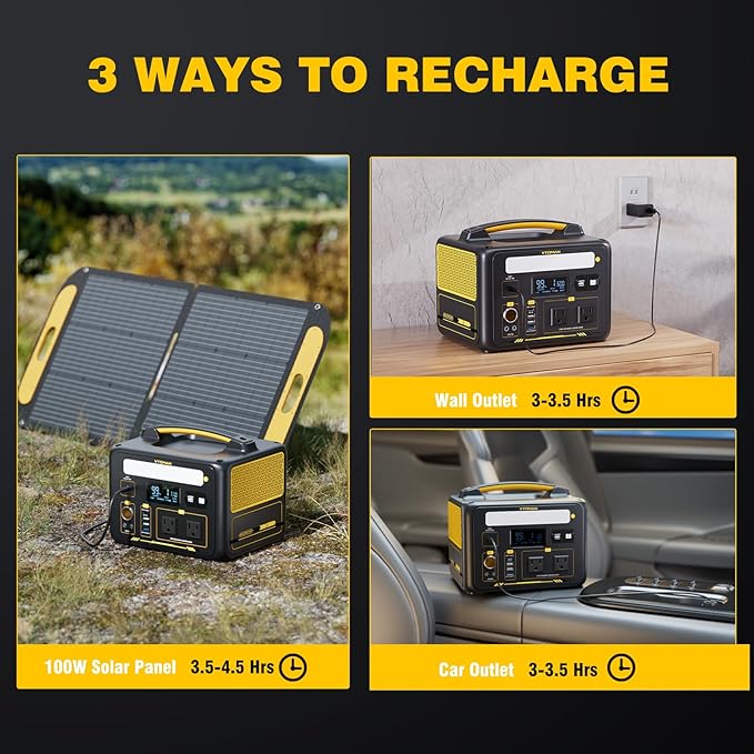 VTOMAN Jump 600X Solar Generator with 200W Solar Panel, 299Wh Portable Power Station with 2x 600W AC Outlets (Surge 1200W) for Outdoor Camping, Vehicle Emergency, Electric Backup