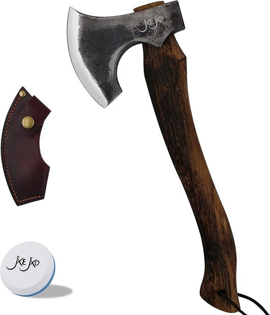 The Frostbreaker - Camping Hatchet - Forged Steel Axe with Leather Sheath - Survival Axe for Wood Splitting and Chopping - Bushcraft Hatchet - Perfect for Outdoor Adventures