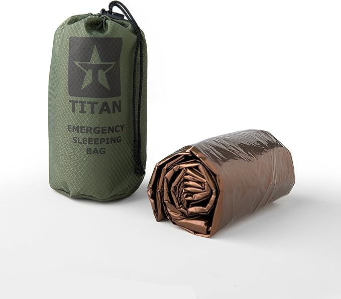 TITANSurvival Emergency Sleeping Bags for Survival 36” x 78” - 90% Heat Retention, 41% Thicker & Waterproof - Durable Survival Sleeping Bag for Cold Weather Camping - Thermal Sleeping Bag Outdoor Use