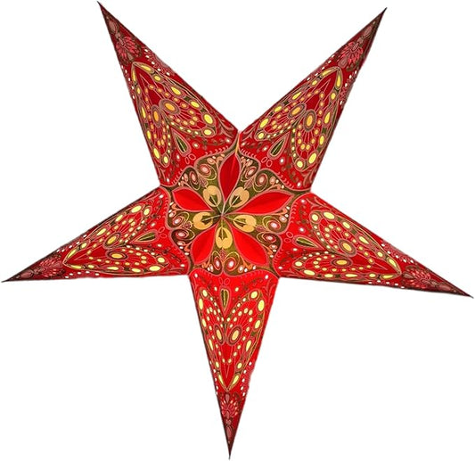 Paper Star Lantern Lampshade Light Shade 60cm Hanging Decorations for Christmas, Wedding, Home, Birthday Party (Glitter Red Green Multi)