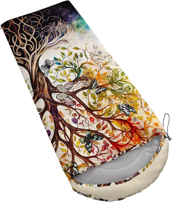 AILONEN Outer Space Astronaut Camping Sleeping Bags,Lightweight & Waterproof,3 Season Warm & Cool Weather,Cartoon Sleeping Bags for Kids,Boys Girls Travelling,Outdoors