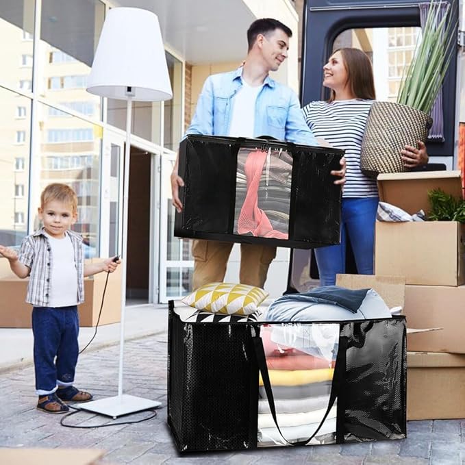 Moving bags (woven type, takeaway style), 94L, black, 6 pieces per pack