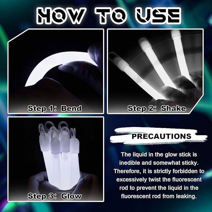 Lewtemi 4" or 6" 100 Pack Bright Glow Sticks Bulk, Glow in The Dark Party Supplies Birthday and Holidays Party Favors