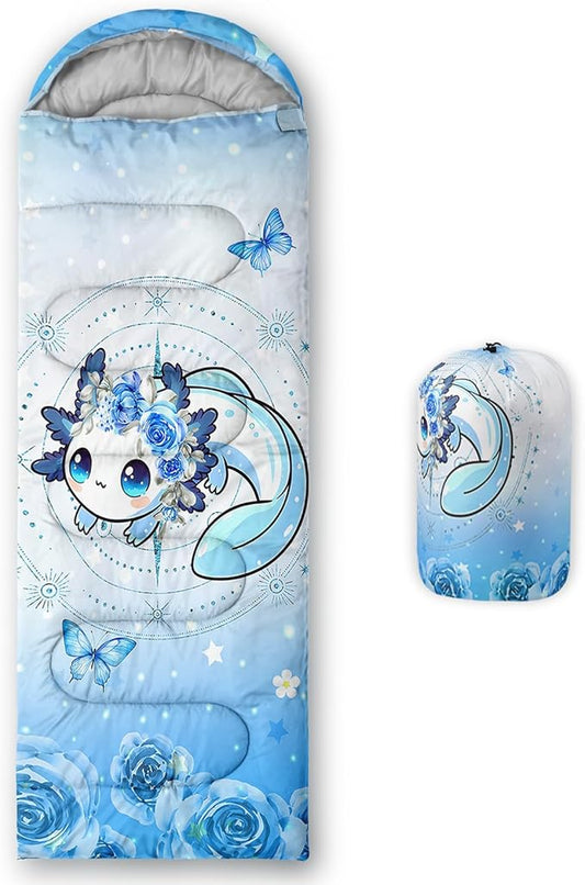 AILONEN Outer Space Astronaut Camping Sleeping Bags,Lightweight & Waterproof,3 Season Warm & Cool Weather,Cartoon Sleeping Bags for Kids,Boys Girls Travelling,Outdoors