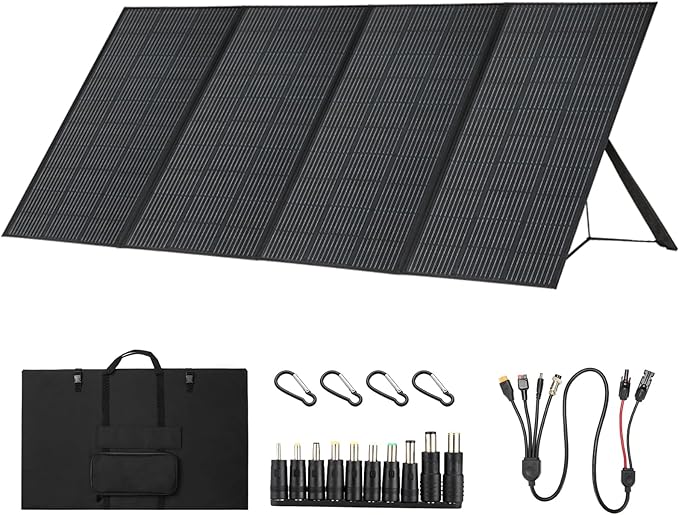 400W Portable Solar Panel, Up to 25% Conversion Efficiency N-Type Solar Cell, with Adjustable Kickstand, IP68 Waterproof, Foldable Solar Panel for Camping RVing Home Backup