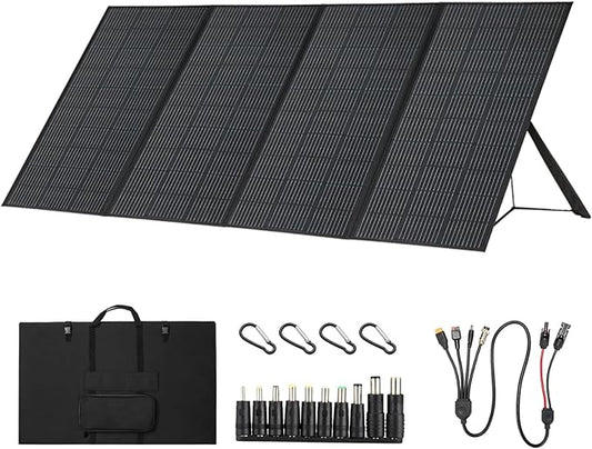 400W Portable Solar Panel, Up to 25% Conversion Efficiency N-Type Solar Cell, with Adjustable Kickstand, IP68 Waterproof, Foldable Solar Panel for Camping RVing Home Backup