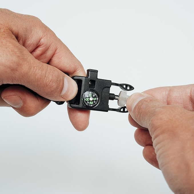 SURVIVE Paracord Bracelet, Pack of 2, Emergency Hiking Survival Kit Fire Starter Compass Whistle, 3 Wrist Sizes: Small Medium Large, 8.5-10 ft Continuous Strand Flint Steel Scraper 5 in 1