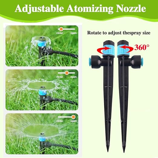 98FT Drip Irrigation System Kit,Quick Installation and Disassembly,with Y-Type Distribution Water Separator,Atomization and Drip Irrigation Nozzles,Flowerpot Garden Plant Yard Watering System.