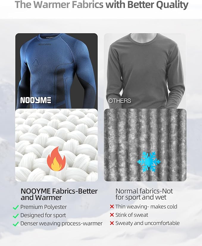 NOOYME Thermal Underwear Long Johns for Men - Long Underwear Base Layer for Cold Weather