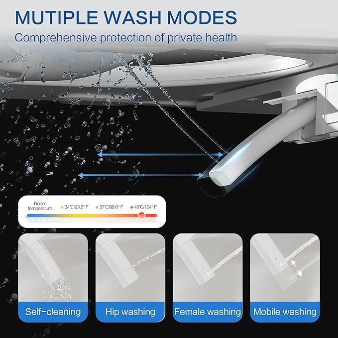 Smart Toilet with Built-In Bidet, Heated Seat, Dual Auto Flush, Warm Water & Dry Function, Tankless Design, Foot Sensor, Modern Elongated Electric, LED Display and Night Light, Wireless Remote Control