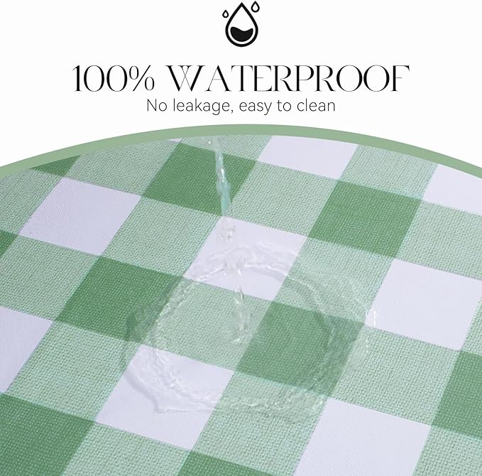 MOSAYT Rectangle Vinyl Tablecloth, 100% Waterproof Buffalo Gingham Plastic Table Cloth, Heavy Duty Wipeable Table Covers for Picnic, Outdoor, Camping - 54 x 108, Green