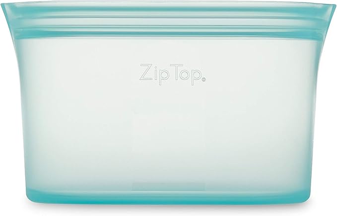 Zip Top Reusable Food Storage Bags | Small Dish [Teal] | Silicone Meal Prep Container | Microwave, Dishwasher and Freezer Safe | Made in the USA