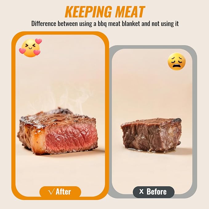 BBQ Blanket for Resting Meat(22in)Smoker Meat Resting Blanket, Reusable Smoker Grilling Meat Insulated Resting Bag with Wide Mouth L-shaped zipper for Large Brisket/Beef/Pork Shoulders/Turkeys