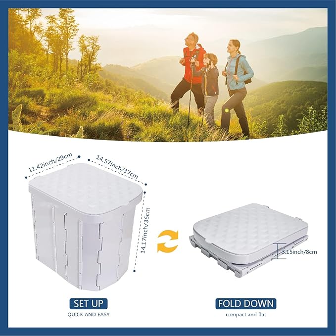 Portable Camping Toilet for Adults - Hapoon XL Portable Folding Toilet with Lid,Travel Portable Potty for Adults,Porta Potty Car Toilet