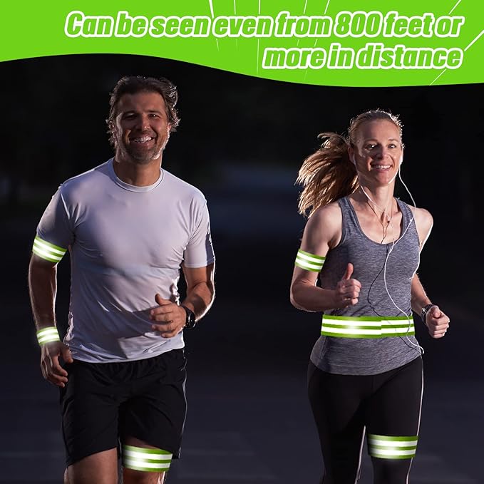 Yilloog 100 Pcs Reflective Arm Bands for Night Walking Reflector Bands Wrist Arm Ankle Leg High Visibility Reflective Gear Safety Reflector Tape Straps for Cycling and Running