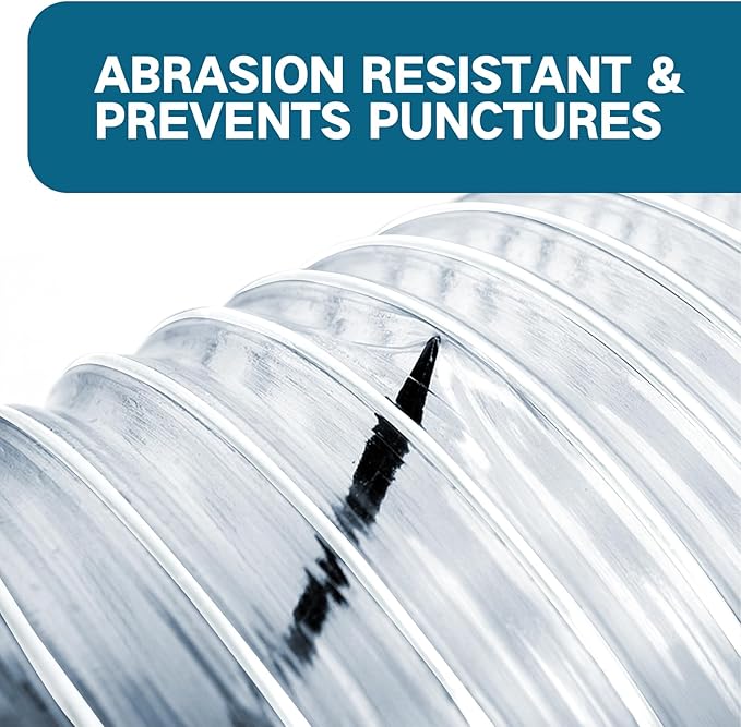 2-1/2" x 5' Heavy-Duty PVC Dust Collection Hose, Puncture-Resistant, Flexible Clear PVC Fume Hose with Carbon Steel Wire Coil for Dust Collection Systems