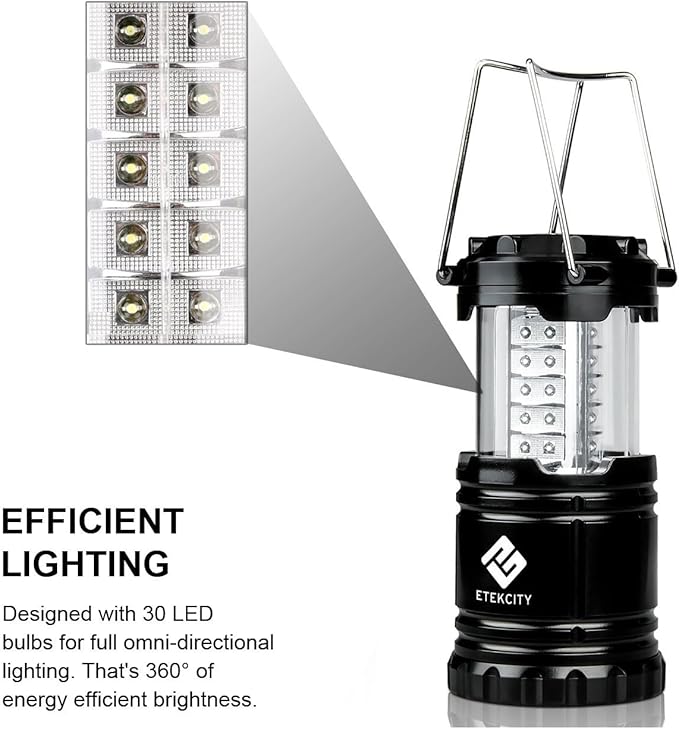 LED Battery Powered Lanterns, Portable, Waterproof, Collapsible Lights for Camping, Emergency, Hurricane, Storms, and Power Outages, Pack of 4