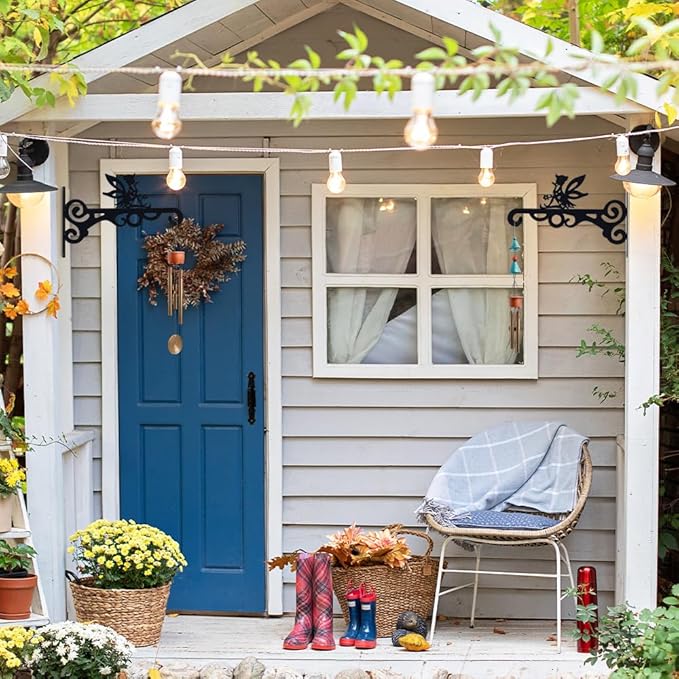 hogardeck Plant Hangers Outdoor Decor, 2 Pack 10??Metal Hanging Plant Bracket with Fairy for Garden Patio Yard Decor, Anti Rust Plant Hooks for Hanging Plants, Bird Feeder, Wind Chime, Lantern