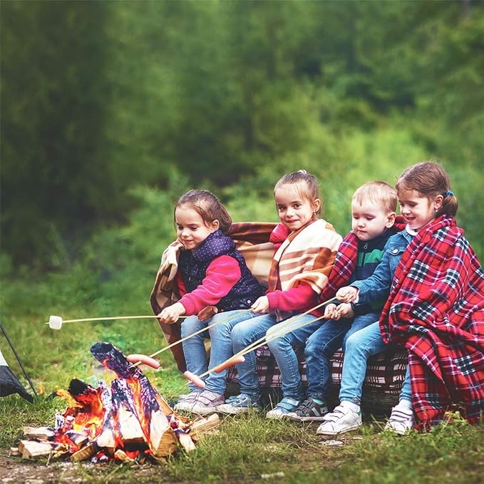 120 PCS Bamboo Marshmallow Roasting Sticks, SMores Skewers, Extra Long 25 Inch Heavy Duty 6mm Thick Wooden SMores Sticks for Open Fire Pits Roaster Barbecue Hot Dog Camping Kebab Sausage Plant Support