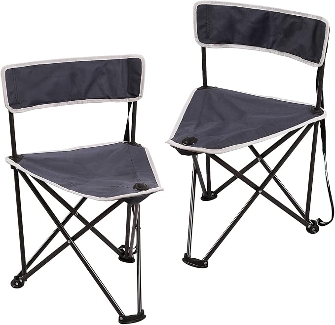 REDCAMP 2 Pack Tripod Camping Chairs Folding Lightweight, Portbal 3 Legged Tripod Stool Seat with Backrest, Small Camping Chair Compact for Adults Fishing Hunting, Dark Blue