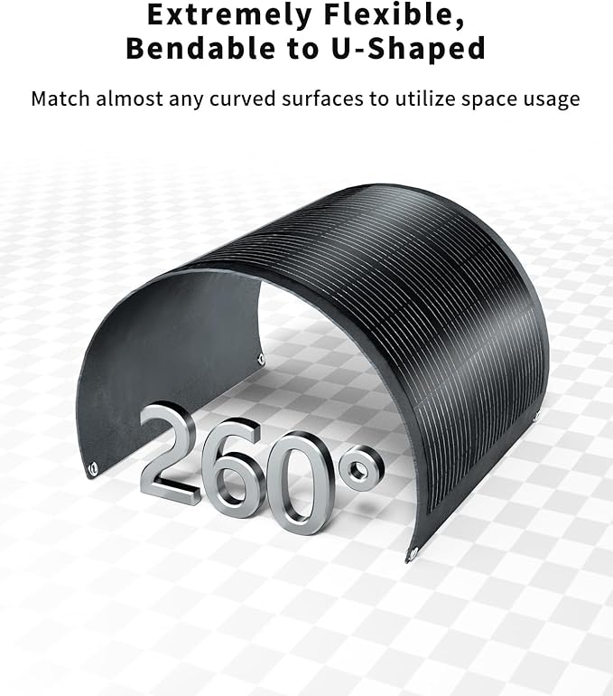 Greenmagic 200W 20V Flexible Solar Panel Ultra Thin Ultra Lightweight Off-Grid Charger for Marine RV Cabin Van Car Uneven Surfaces