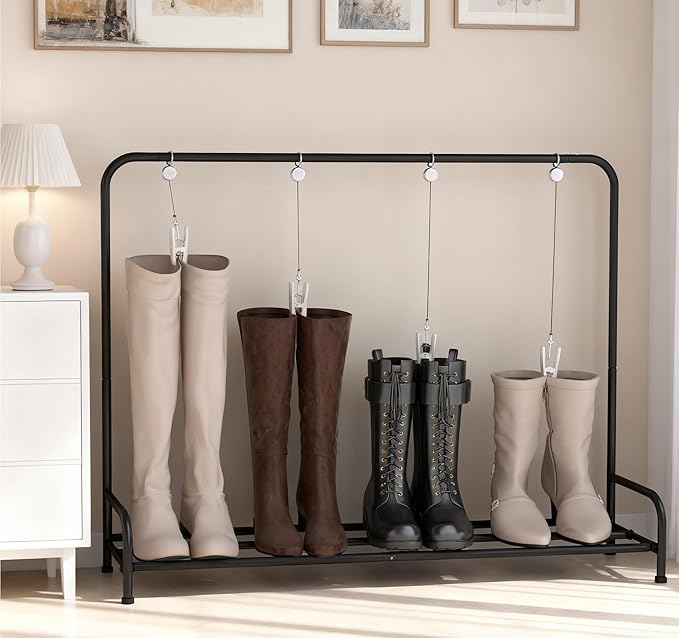 GOYLSER Cowboy Boot Rack Organizer Tall Boots, Black Free Standing Shoe Racks Metal High Boot Holder Shoe Storage for Dorm Room, Closet, Entryway, Bedroom, 33.5" x 10.6" x 24.6"