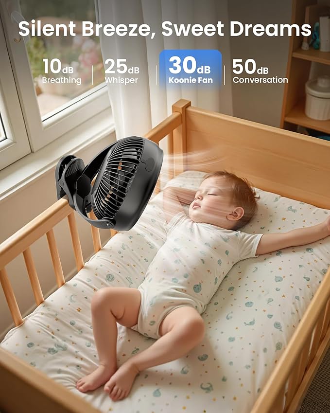 Koonie 10000mAh Battery Operated Misting Fan with Clip, Portable 8'' Mist Fan for Desk with Max. 48 Hours Runtime, 3Speeds, 2 Spray Modes, 200ML Tank for Golf Cart Home Office Travel Camping Stroller