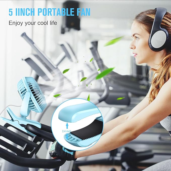 BESKAR Clip on Fan, Portable Small Desk Fans with Strong Airflow, 3 Speeds with Personal Fans Sturdy Clamp, Quiet Desk Fan & Clip Fan with USB Cord Powered - No Battery