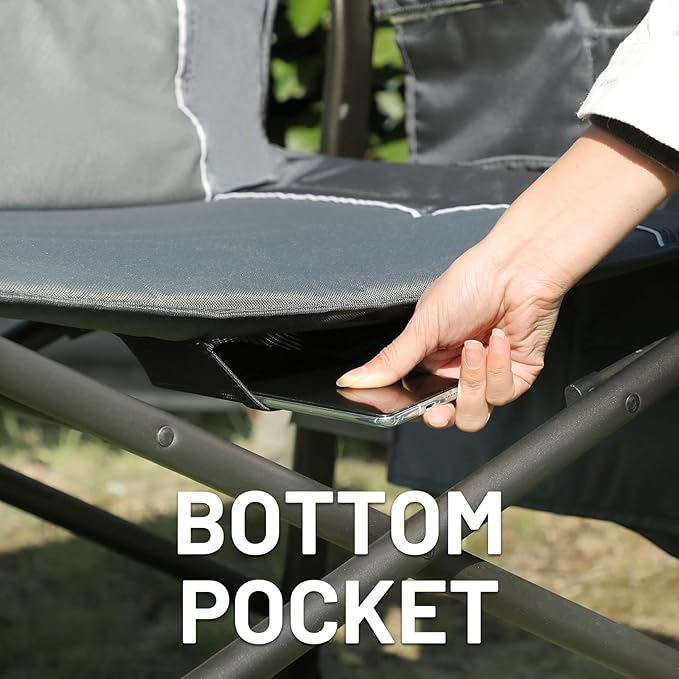 TIMBER RIDGE XXL Upgraded Oversized Directors Chairs with Foldable Side Table, Detachable Side Pocket, Heavy Duty Folding Camping Chair up to 600 Lbs Weight Capacity (Gray) Ideal Gift