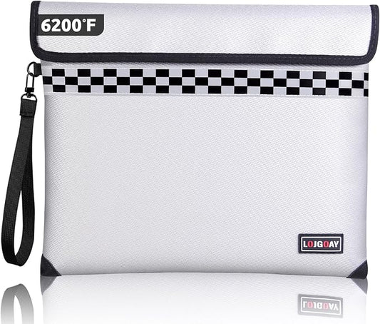 Upgraded Fireproof Document Bag - with 6200°F Heat Insulated, Fireproof Money Bag for Cashwith Fireproof Zipper, 9 Layers of Functional Materials, Water Fire Proof Bag Fireproof Bag (Silver, 13"x11")