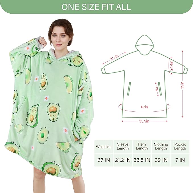 LetsFunny Blanket Hoodie,Oversized Wearable Sherpa Fleece Blanket Sweatshirt,Super Soft Warm Cozy with Giant Pocket,for Women Men Adults Teenagers Kids, One Size Fits All