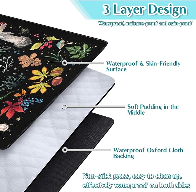 Mushroom Picnic Blankets Waterproof Foldable, 80″X80″Thick Three Layer Picnic Mat Outdoor Blanket for Grass, Large Beach Blanket Sandproof Picnic Accessories for Camping Party Park Patio