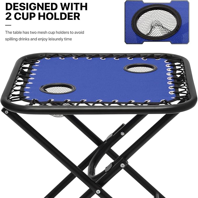 MoNiBloom 3 Pack Lounge Beach Chairs for Outside, Zero Gravity Camping Chairs with Side Table, Pillow and Tray, 330lbs Capacity, Blue