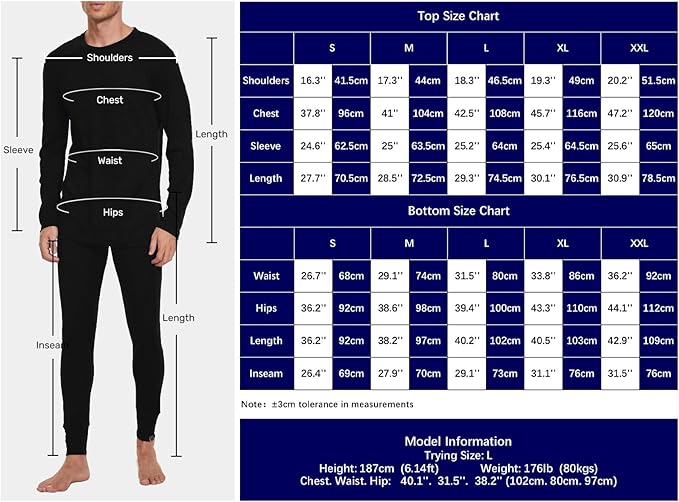 MERINNOVATION Merino Wool Base Layer Set for Men 100% Merino Wool Thermal Underwear Long Sleeve