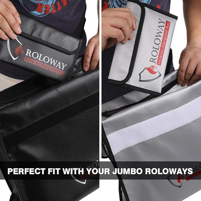ROLOWAY Small Fireproof Bag (5 x 8 inches), Non-Itchy Fireproof Money Bag, Fireproof Cash Bag, Fireproof Envelope Bag for Cash, Passport, Currency & Keys (4-Pack)