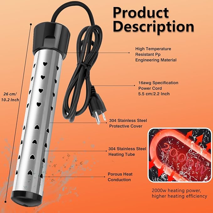 Portable Camping Shower with 2000W Heater, Long-Lasting 7800mAh Rechargeable Camping Shower with Digital Power,3 Spray Modes,IPX7 Waterproof Outdoor Camp Pump for Hiking, Travel, Car, Pet